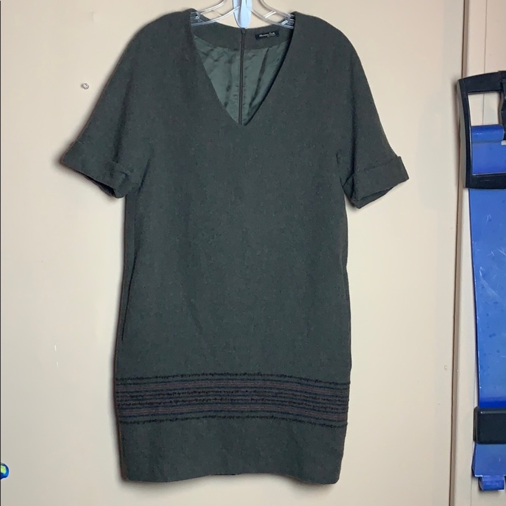 Massimo Dutti Talia Wool V Neck Shift Dress